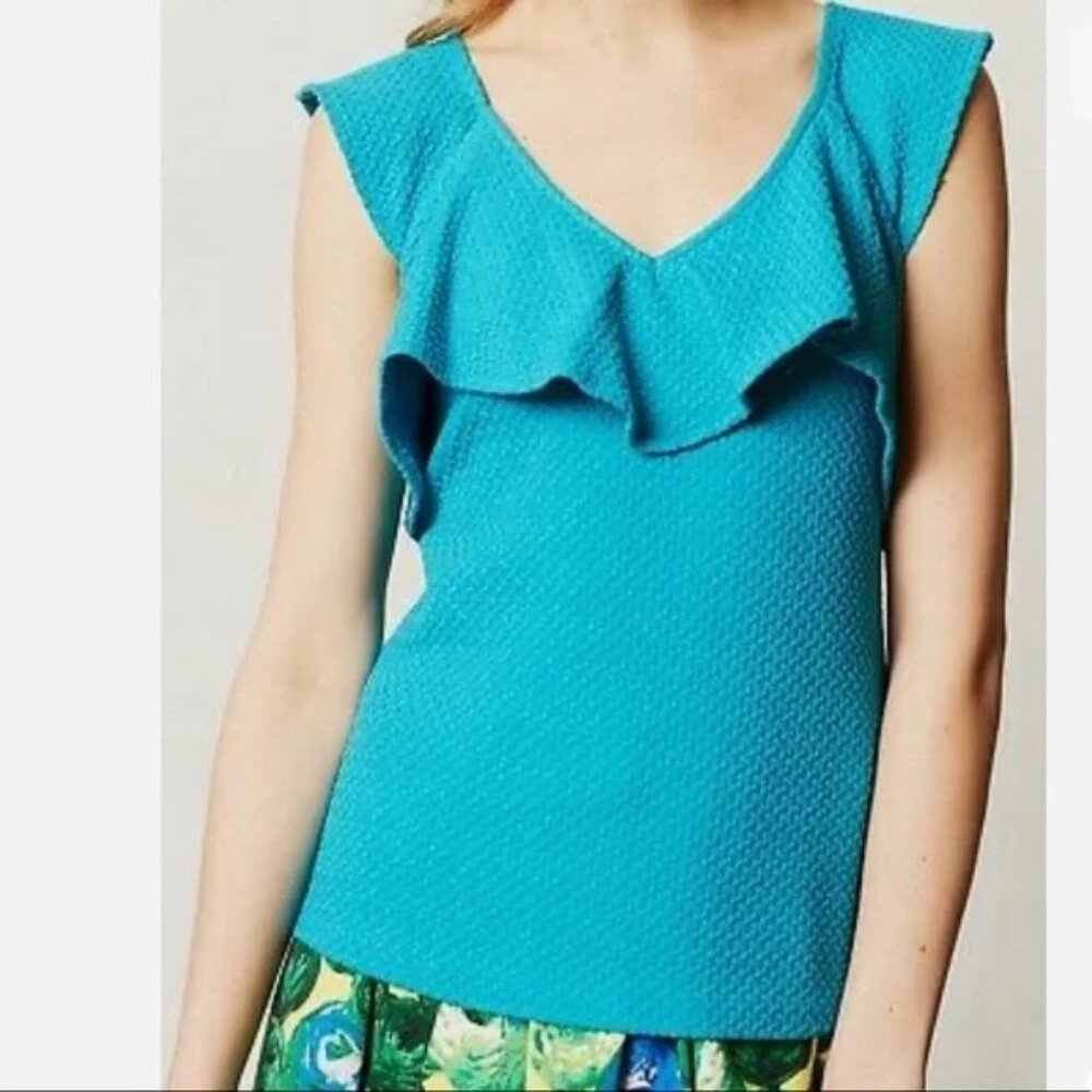 Anthropologie Spring Breeze Ruffle Blouse Size MP